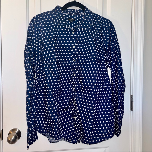 Talbots Tops - Talbots Blue and White Polka Dot Shirt